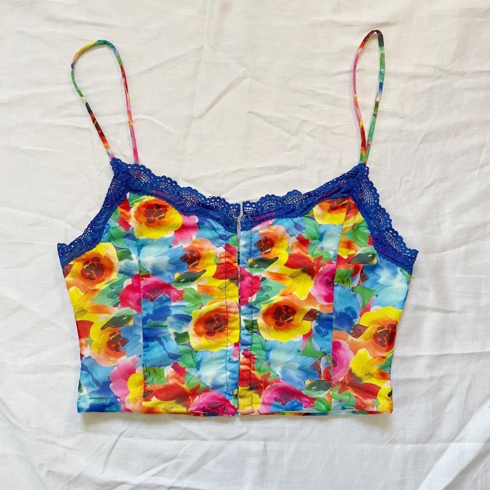 princess polly magnolia floral tank crop top🌿